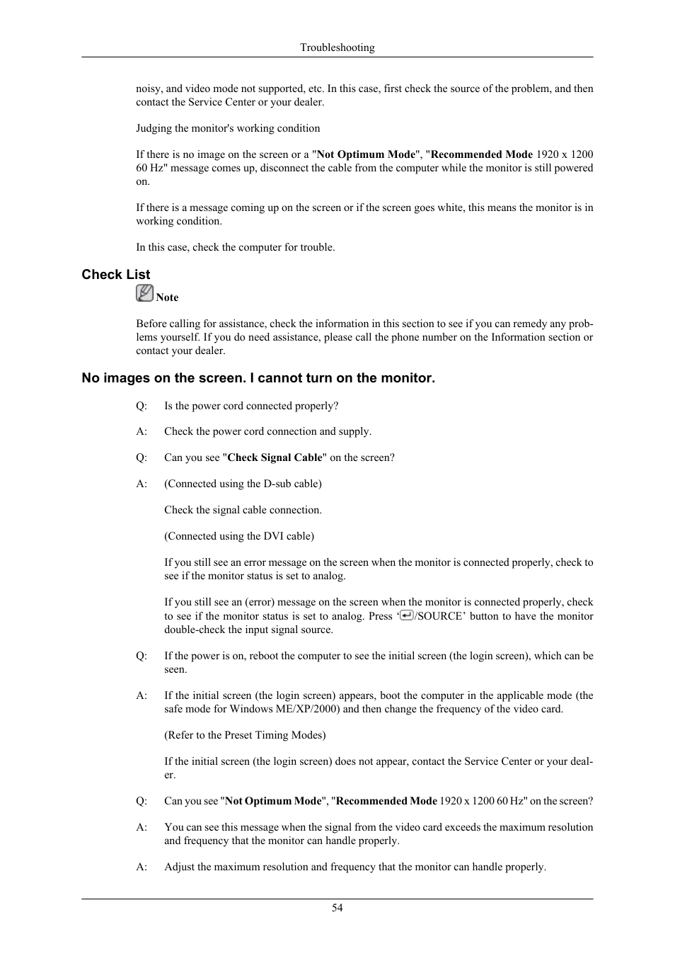 Check list | Samsung 2443BWX User Manual | Page 55 / 74