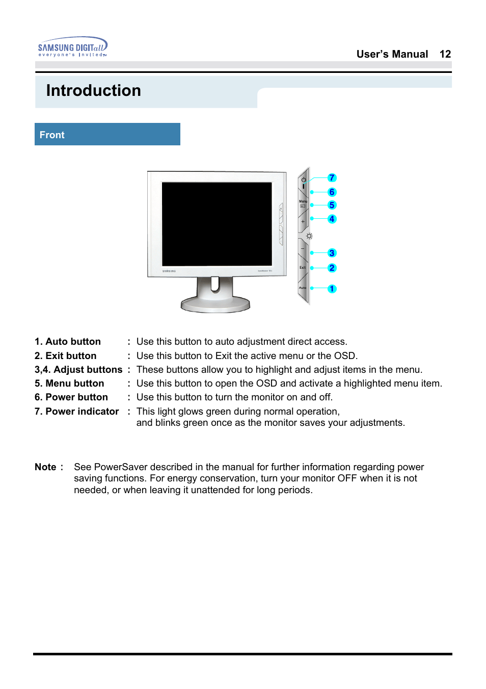 Introduction | Samsung 181B User Manual | Page 12 / 65