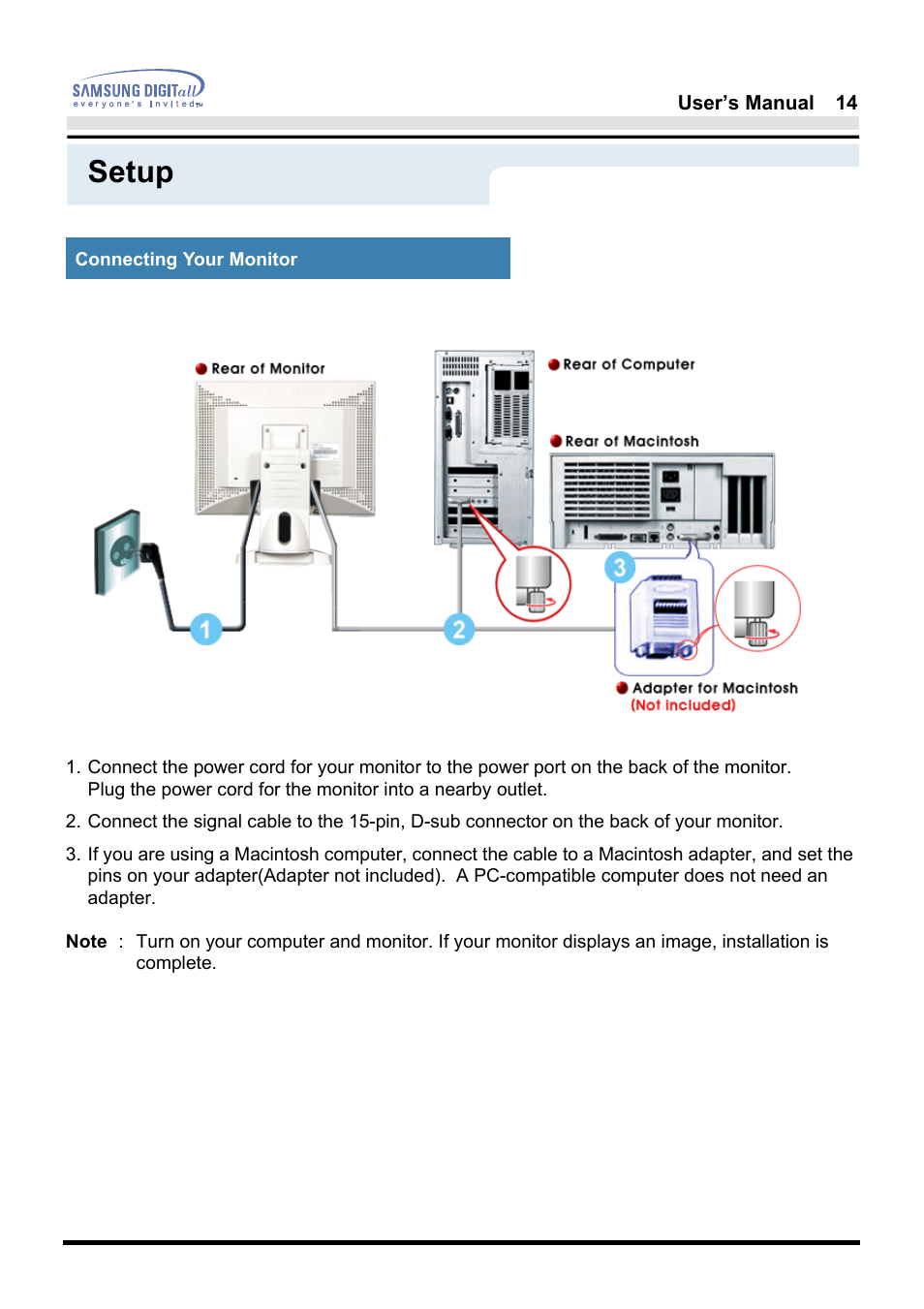 Setup | Samsung 181B User Manual | Page 14 / 65