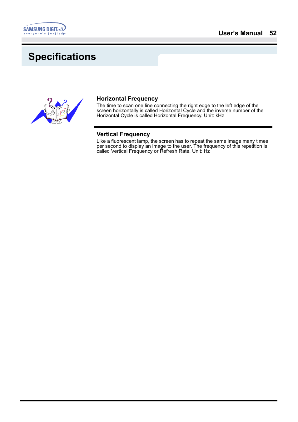 Specifications | Samsung 181B User Manual | Page 52 / 65