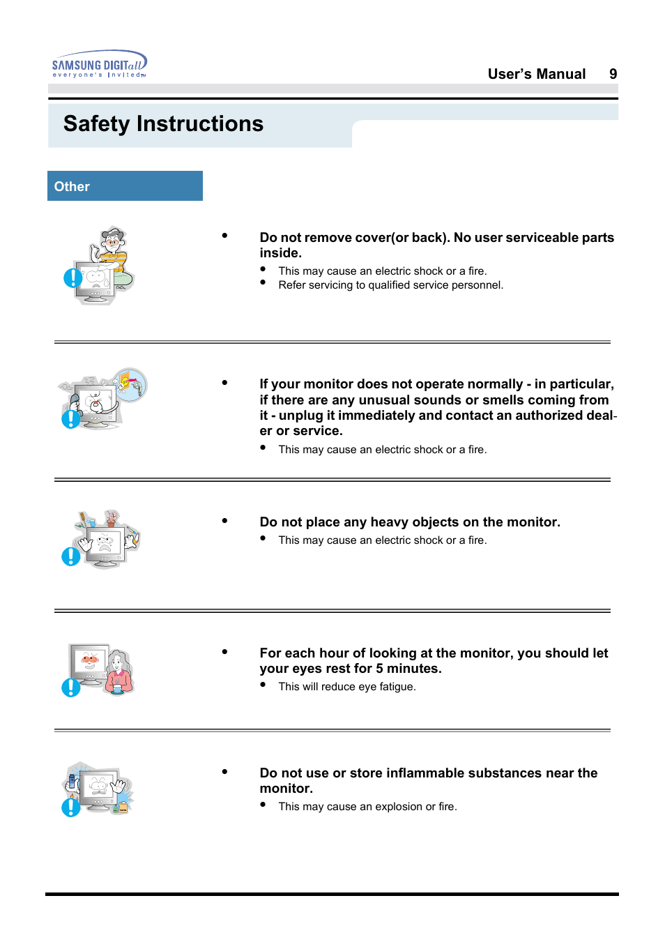Safety instructions | Samsung 181B User Manual | Page 9 / 65