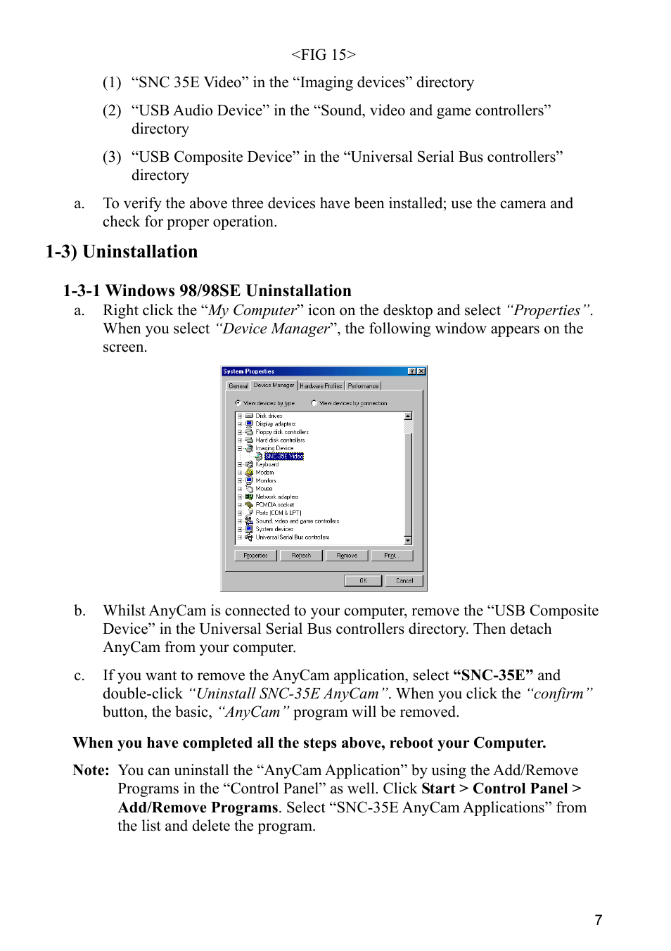 3) uninstallation | Samsung ANYCAM SNC-35E User Manual | Page 7 / 9