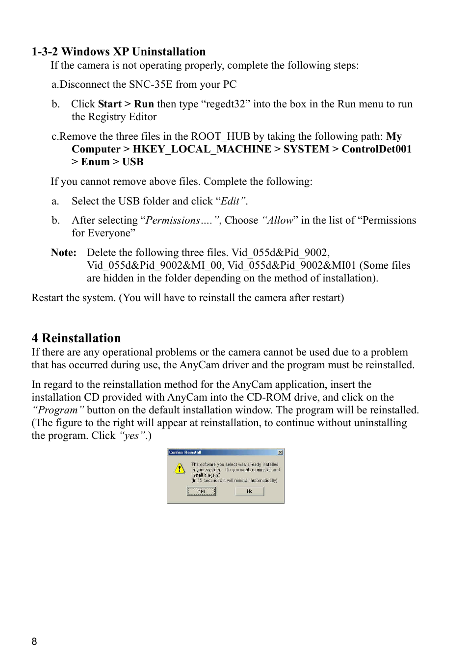 4 reinstallation | Samsung ANYCAM SNC-35E User Manual | Page 8 / 9