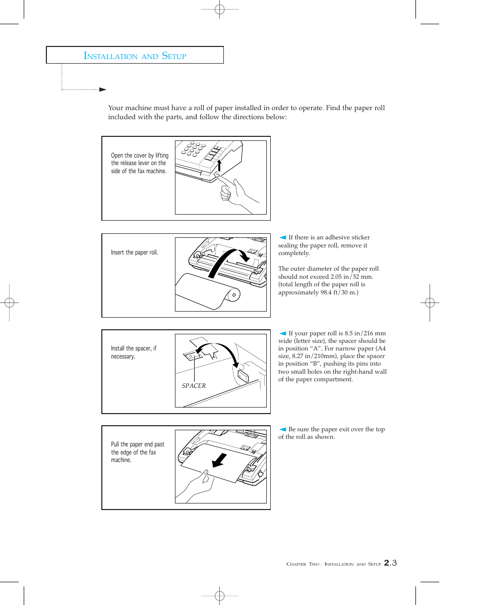 Installing paper | Samsung SF 110T User Manual | Page 21 / 90
