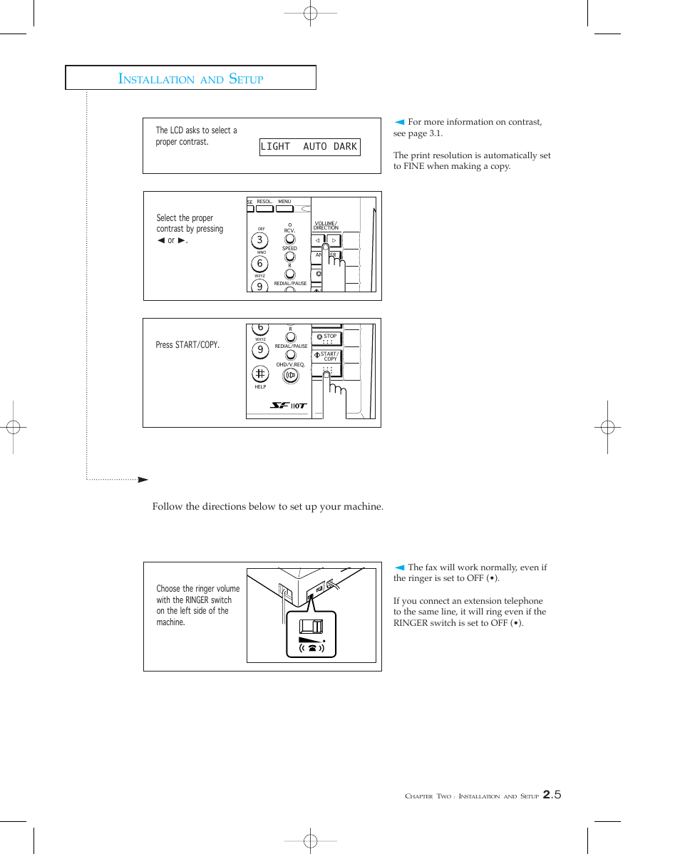 Setting up the machine, Adjusting ringer volume | Samsung SF 110T User Manual | Page 23 / 90