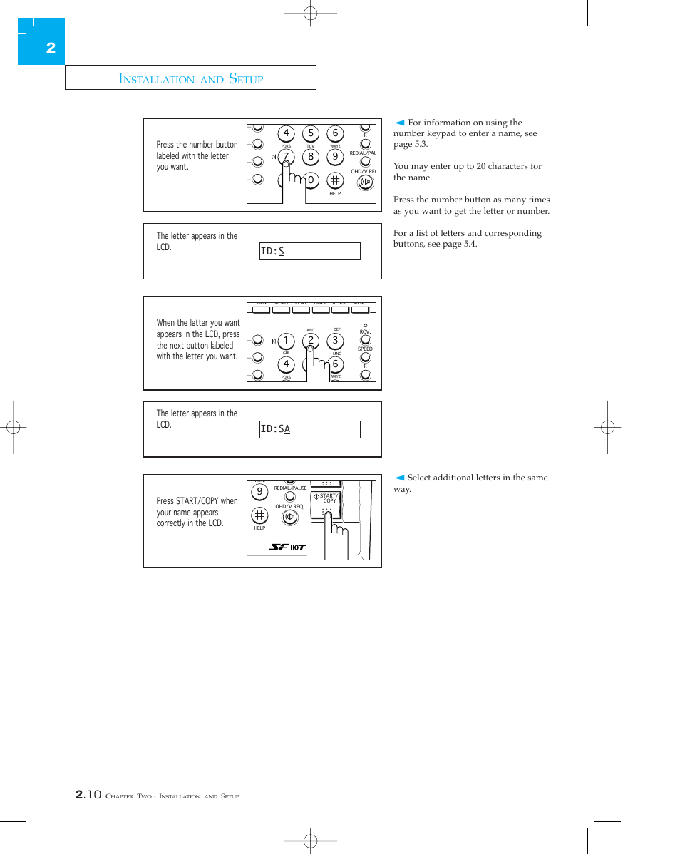 Nstallation and, Etup | Samsung SF 110T User Manual | Page 28 / 90