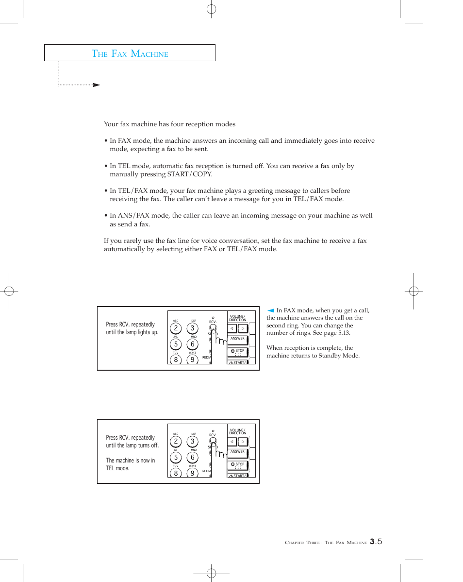 Receiving a fax, Reception modes, Receiving in fax mode | Receiving manually ( in tel mode) | Samsung SF 110T User Manual | Page 37 / 90