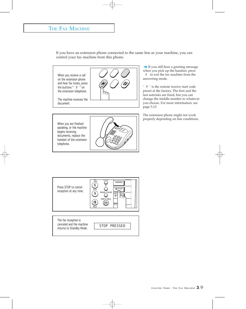 Using an extension telephone, Canceling reception | Samsung SF 110T User Manual | Page 41 / 90