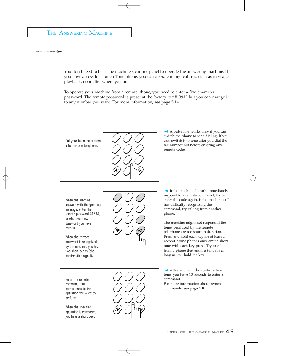 Using the answering machine from a remote phone | Samsung SF 110T User Manual | Page 55 / 90