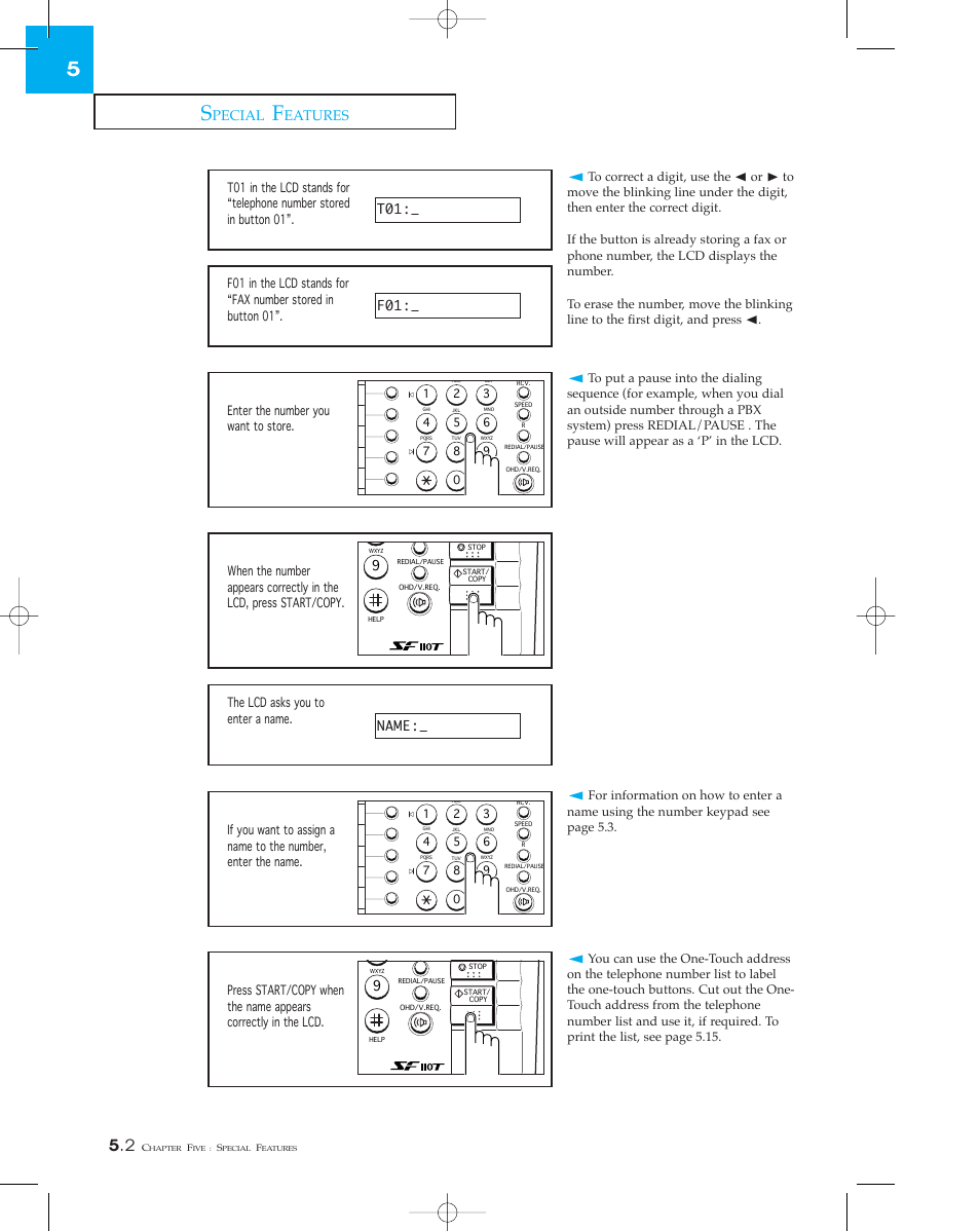 Pecial, Eatures | Samsung SF 110T User Manual | Page 60 / 90