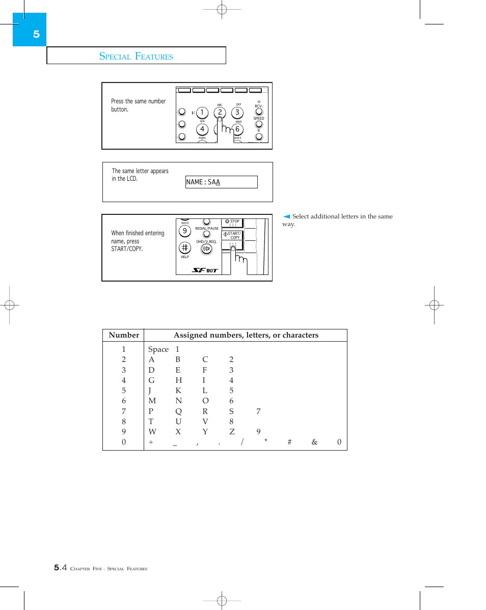 Keypad character assignments | Samsung SF 110T User Manual | Page 62 / 90