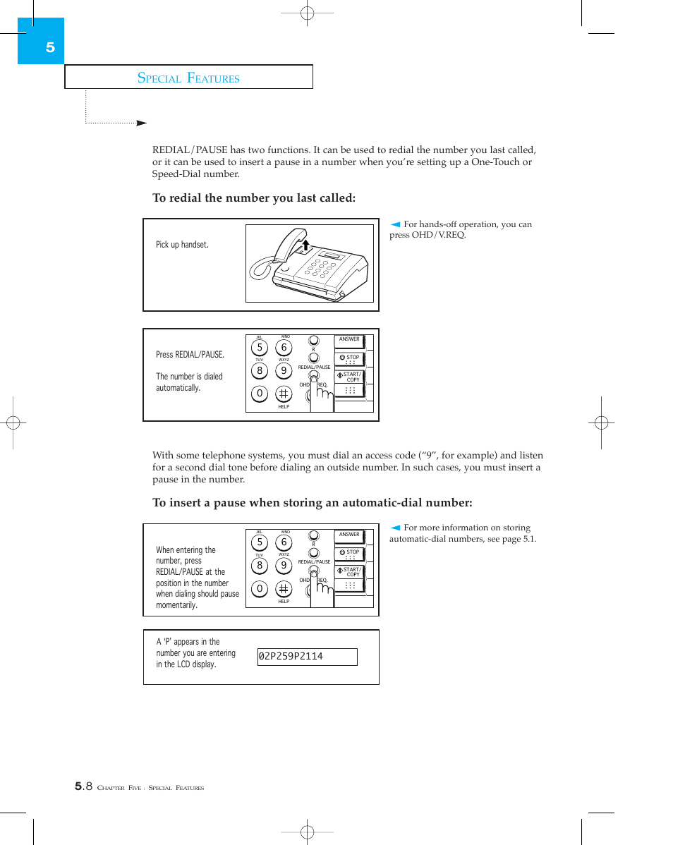 Redial/pause | Samsung SF 110T User Manual | Page 66 / 90