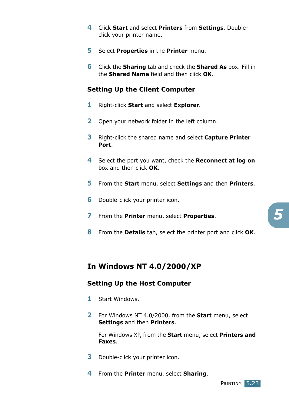 In windows nt 4.0/2000/xp | Samsung SCX-4216F User Manual | Page 100 / 225