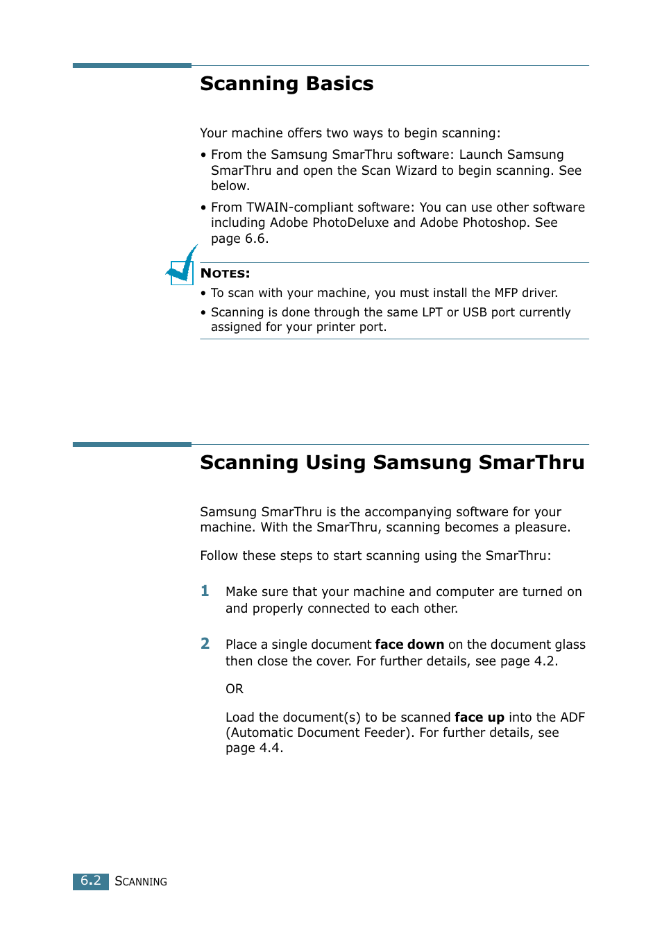 Scanning basics, Scanning using samsung smarthru, Scanning basics scanning using samsung smarthru | Samsung SCX-4216F User Manual | Page 103 / 225