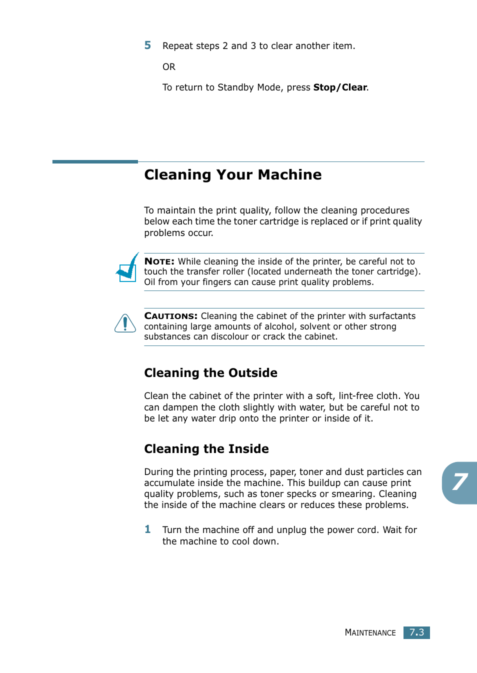 Cleaning your machine, Cleaning the outside, Cleaning the inside | Samsung SCX-4216F User Manual | Page 110 / 225