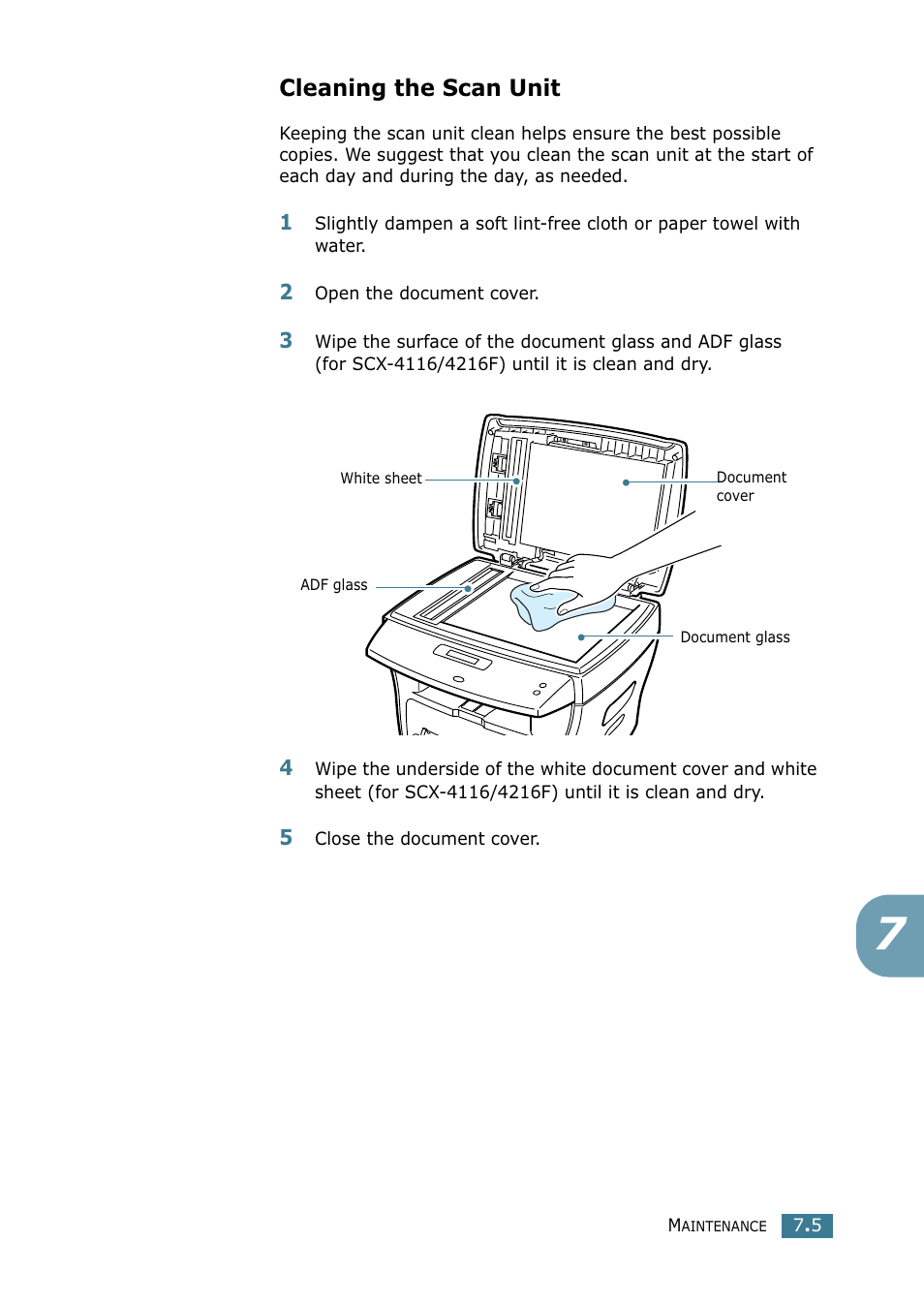 Cleaning the scan unit | Samsung SCX-4216F User Manual | Page 112 / 225