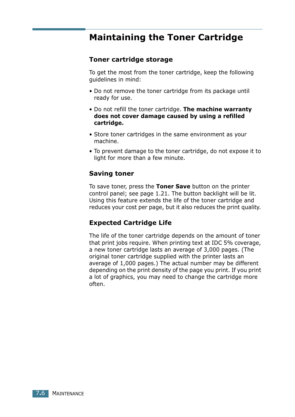 Maintaining the toner cartridge | Samsung SCX-4216F User Manual | Page 113 / 225