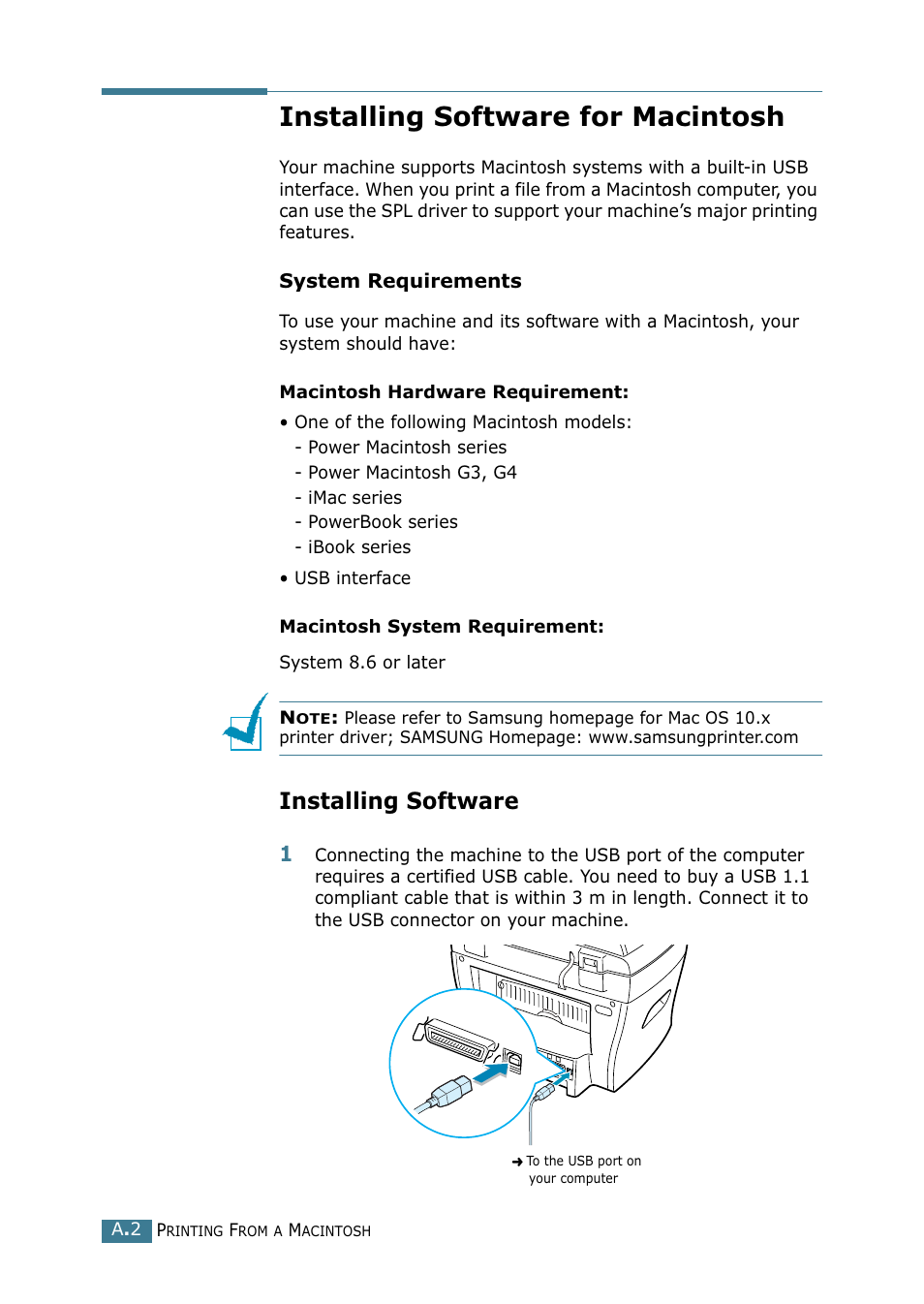Installing software for macintosh, Installing software | Samsung SCX-4216F User Manual | Page 147 / 225