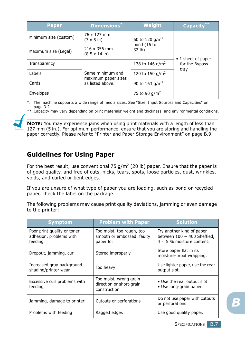 Guidelines for using paper | Samsung SCX-4216F User Manual | Page 160 / 225