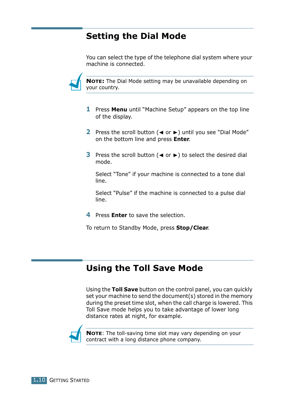 Setting the dial mode, Using the toll save mode, Setting the dial mode using the toll save mode | Samsung SCX-4216F User Manual | Page 178 / 225