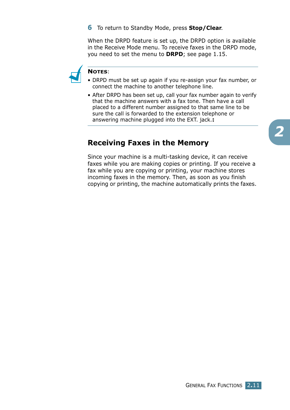 Receiving faxes in the memory | Samsung SCX-4216F User Manual | Page 195 / 225