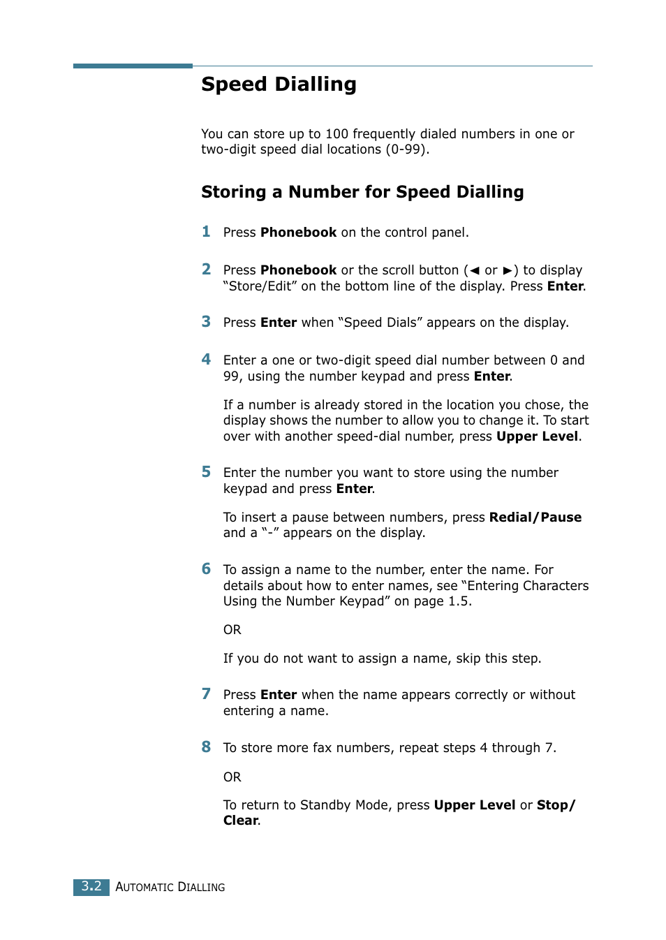 Speed dialling, Storing a number for speed dialling | Samsung SCX-4216F User Manual | Page 198 / 225