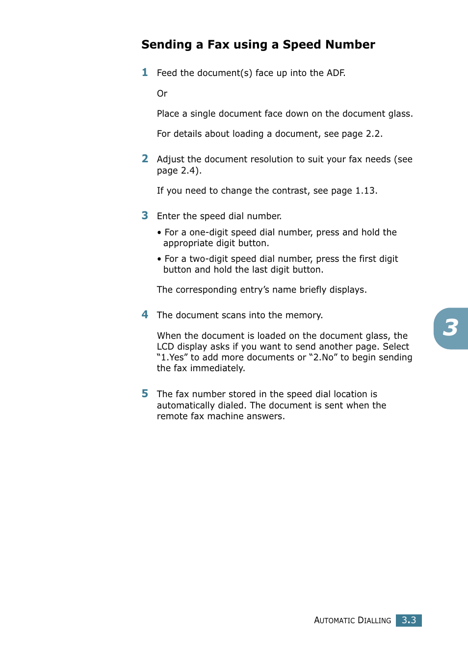 Sending a fax using a speed number | Samsung SCX-4216F User Manual | Page 199 / 225