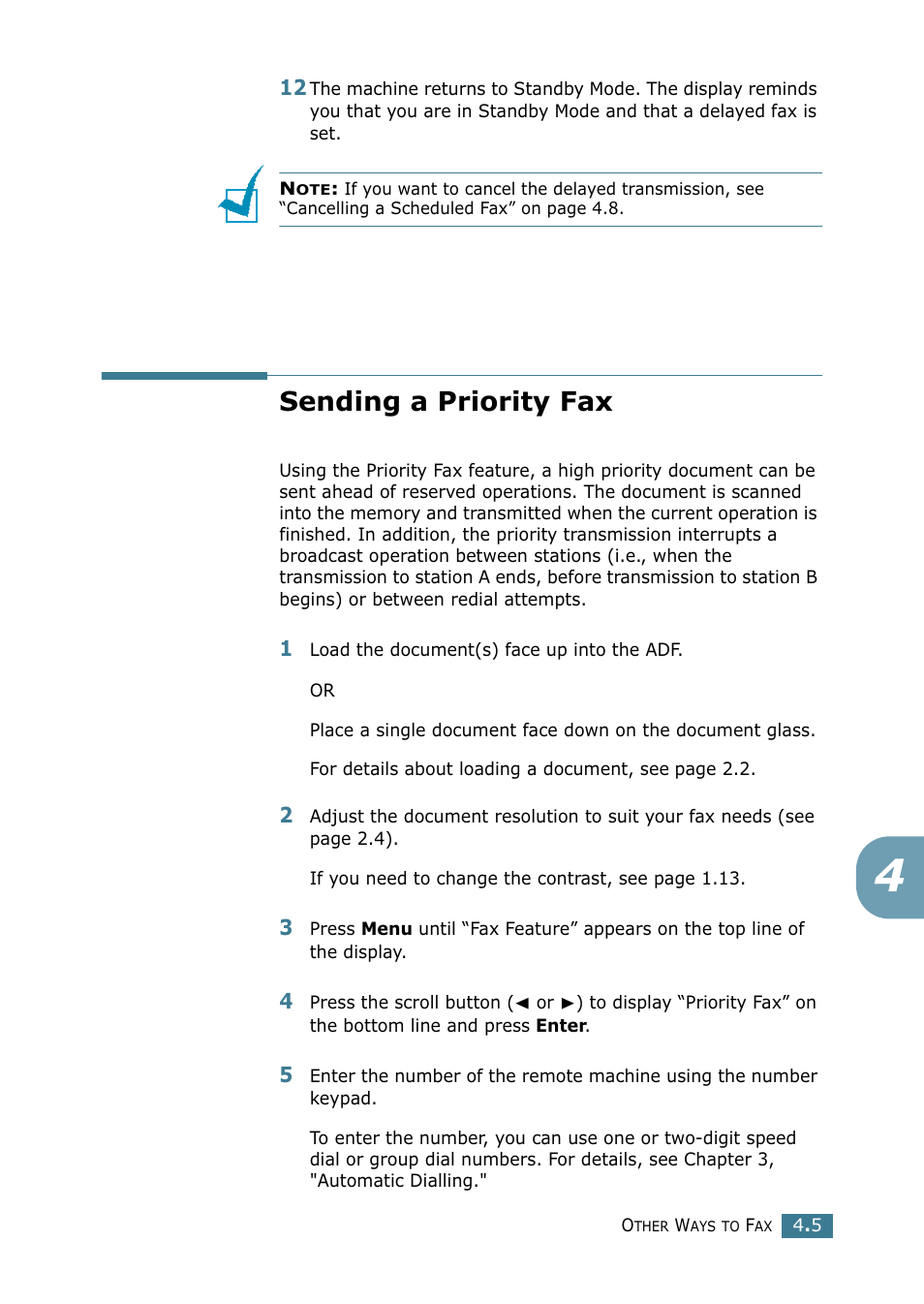 Sending a priority fax | Samsung SCX-4216F User Manual | Page 209 / 225