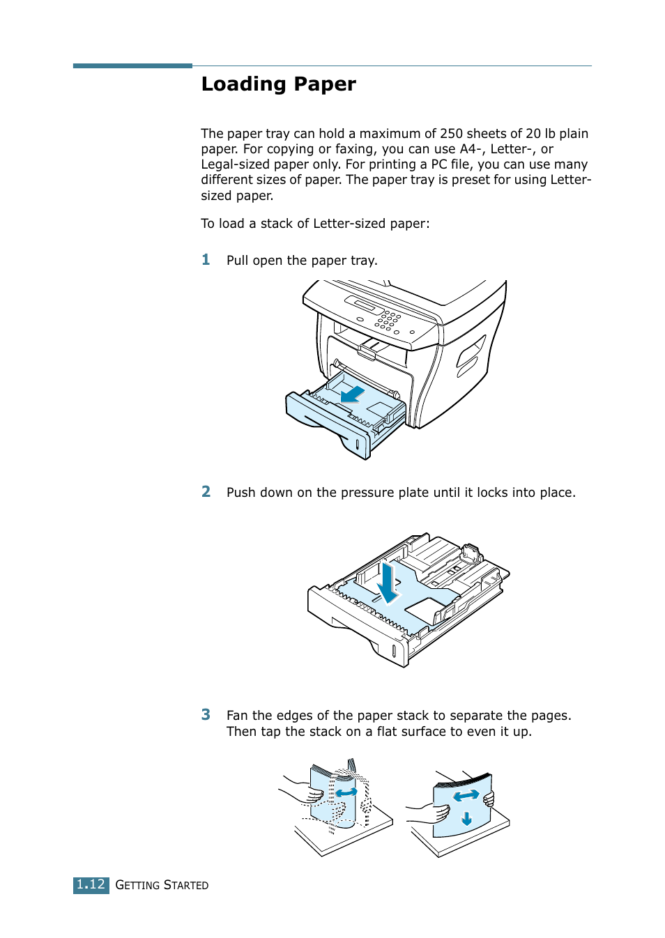 Loading paper | Samsung SCX-4216F User Manual | Page 29 / 225