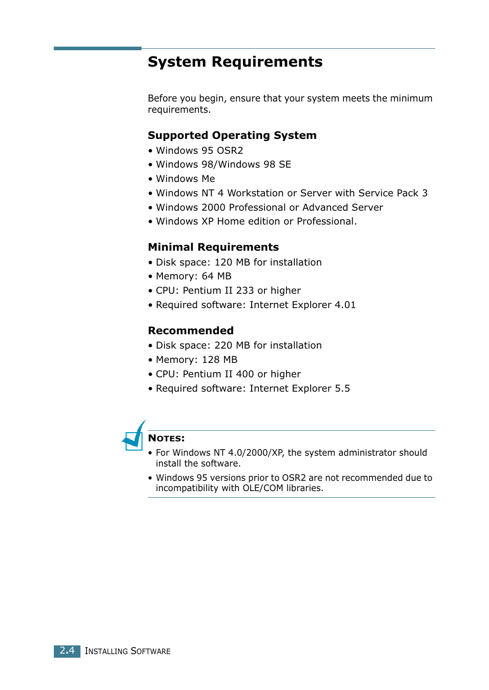 System requirements | Samsung SCX-4216F User Manual | Page 43 / 225