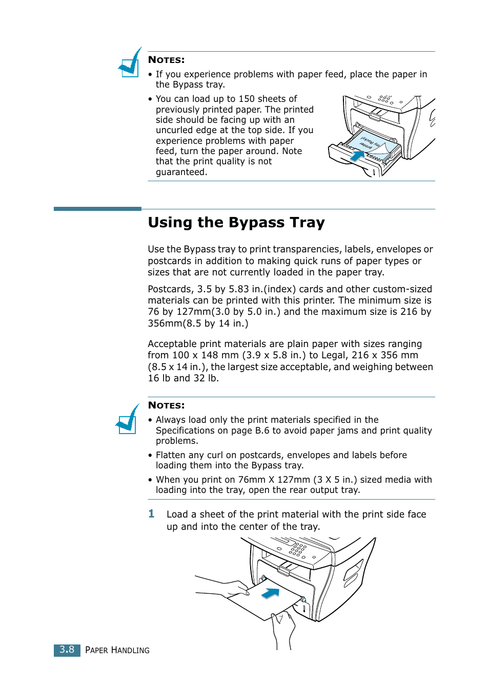 Using the bypass tray | Samsung SCX-4216F User Manual | Page 61 / 225