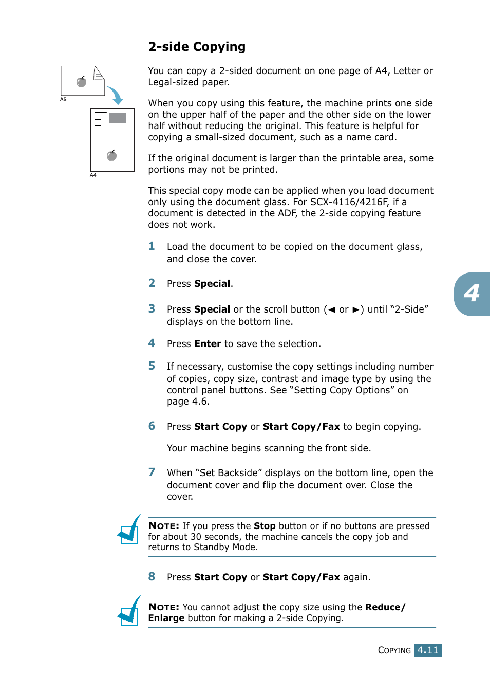 Side copying | Samsung SCX-4216F User Manual | Page 74 / 225
