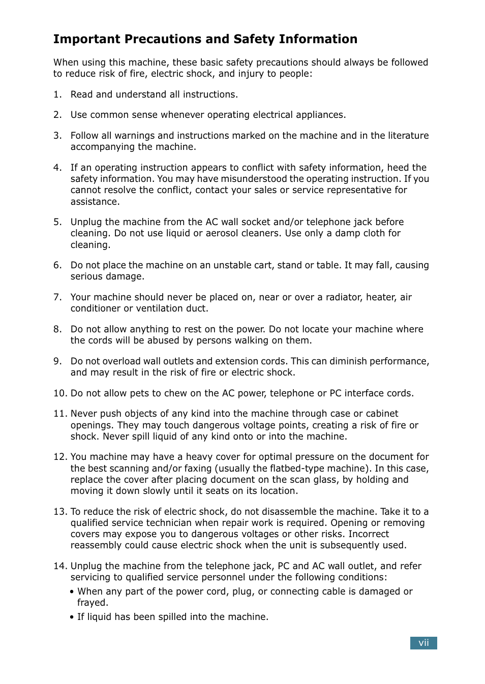 Important precautions and safety information | Samsung SCX-4216F User Manual | Page 8 / 225
