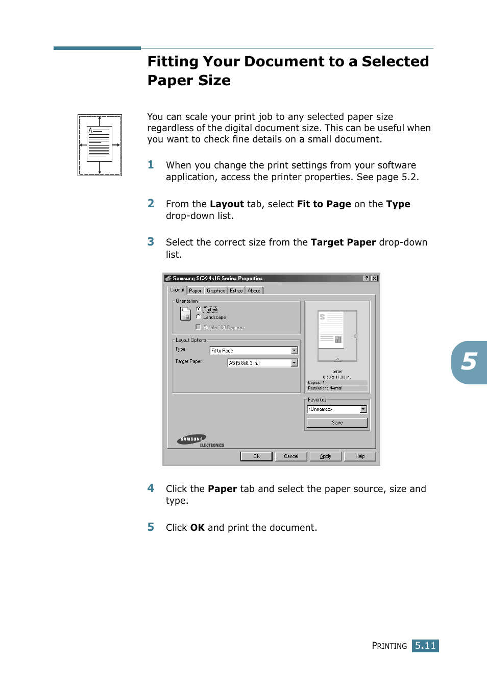 Fitting your document to a selected paper size | Samsung SCX-4216F User Manual | Page 88 / 225