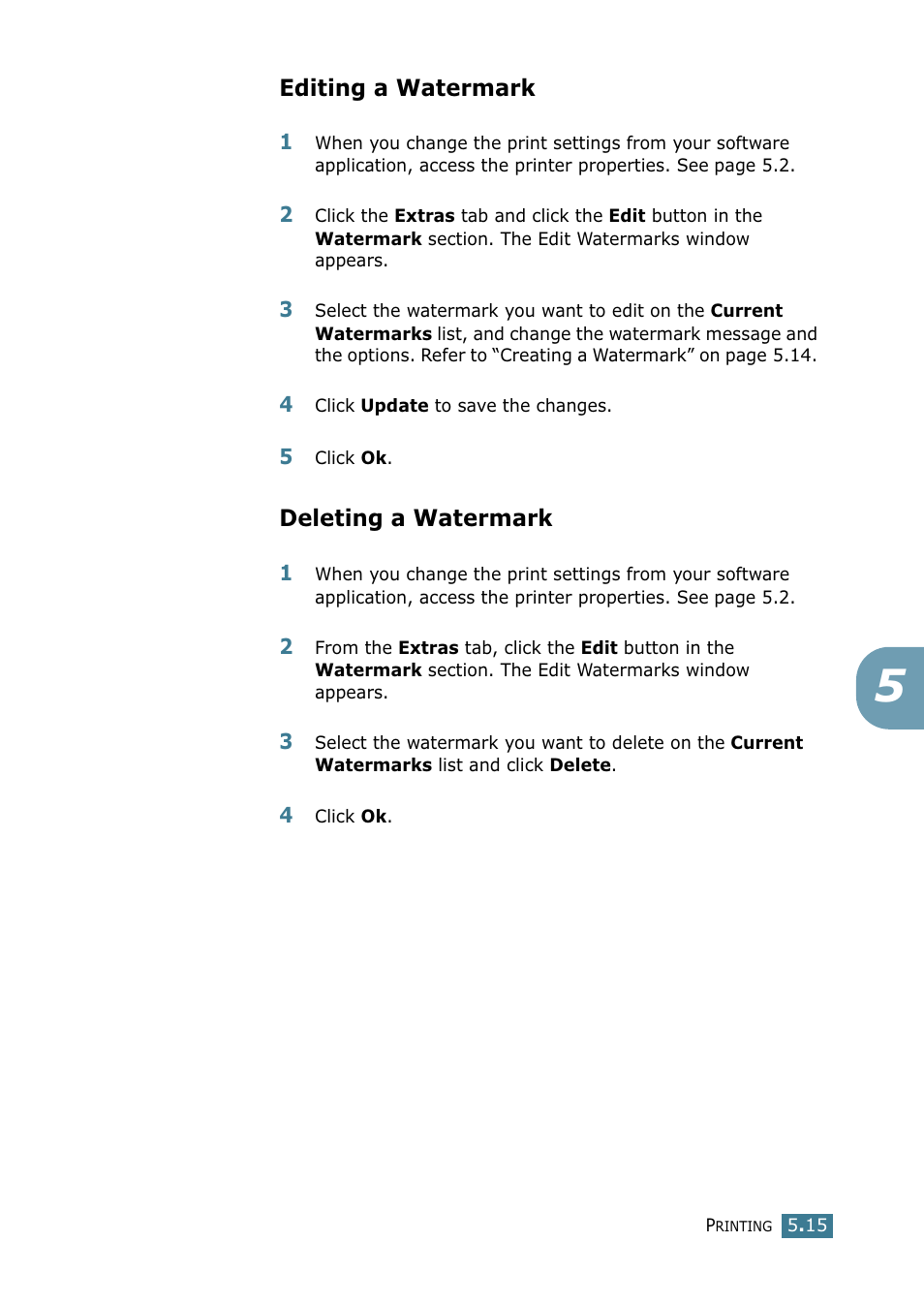 Editing a watermark, Deleting a watermark | Samsung SCX-4216F User Manual | Page 92 / 225
