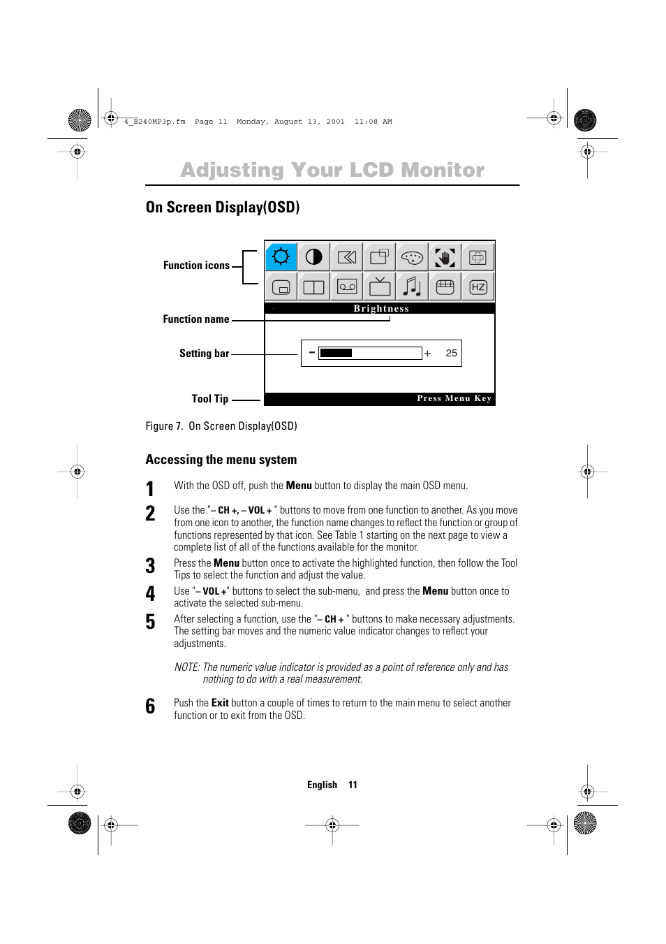 Adjusting your lcd monitor | Samsung 240MP User Manual | Page 13 / 39