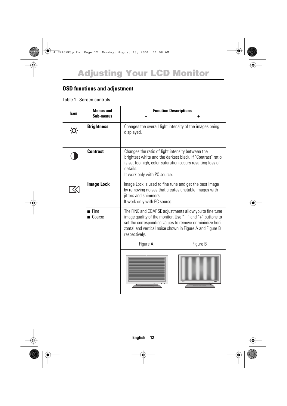 Adjusting your lcd monitor, Osd functions and adjustment | Samsung 240MP User Manual | Page 14 / 39