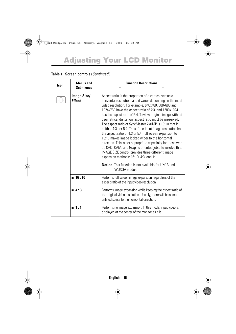 Adjusting your lcd monitor | Samsung 240MP User Manual | Page 17 / 39