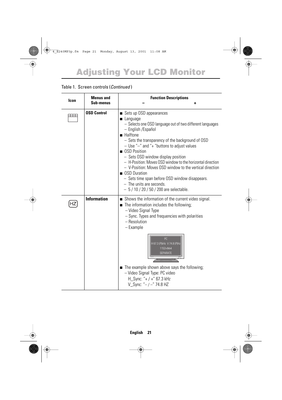 Adjusting your lcd monitor | Samsung 240MP User Manual | Page 23 / 39