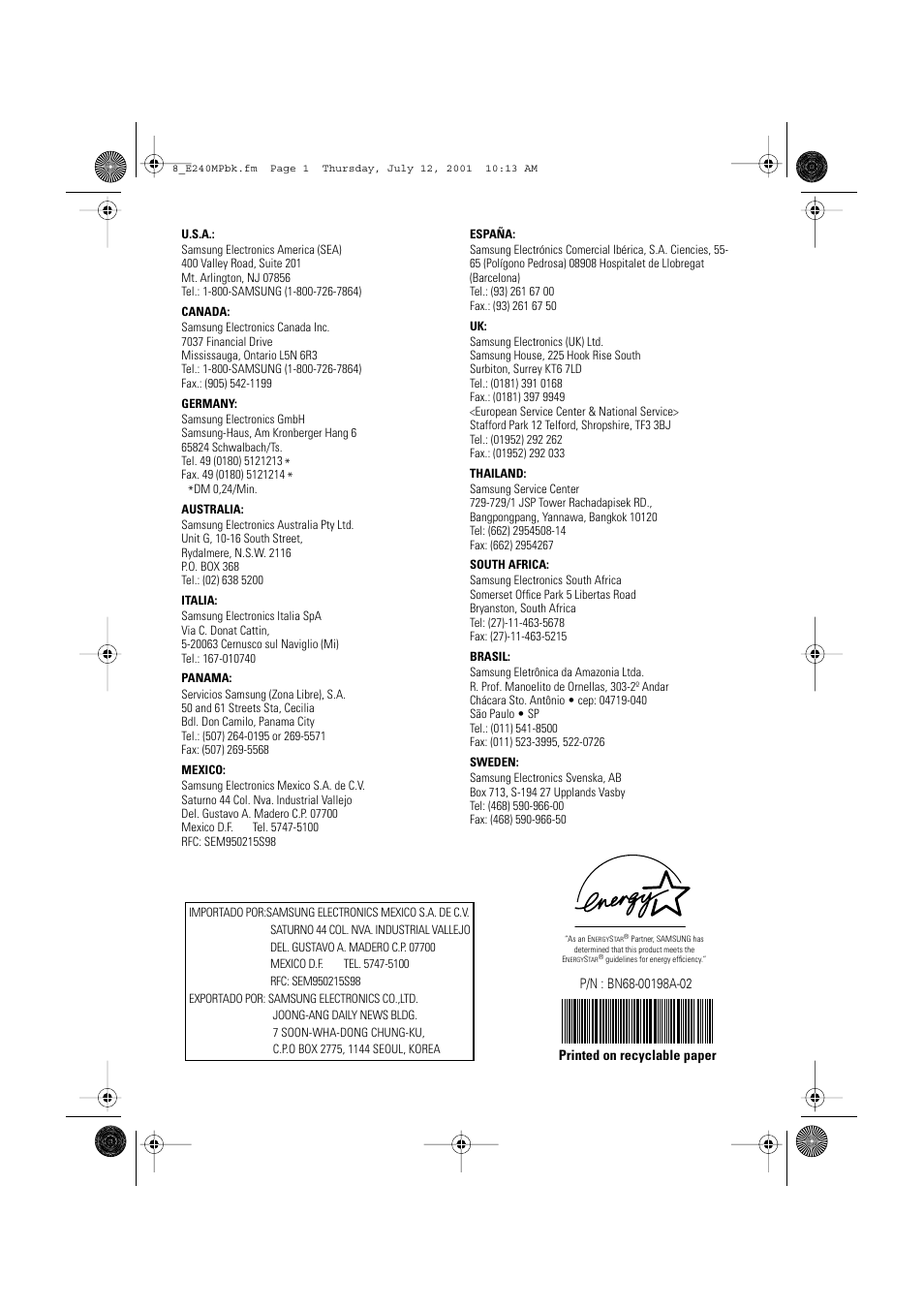 Samsung 240MP User Manual | Page 39 / 39