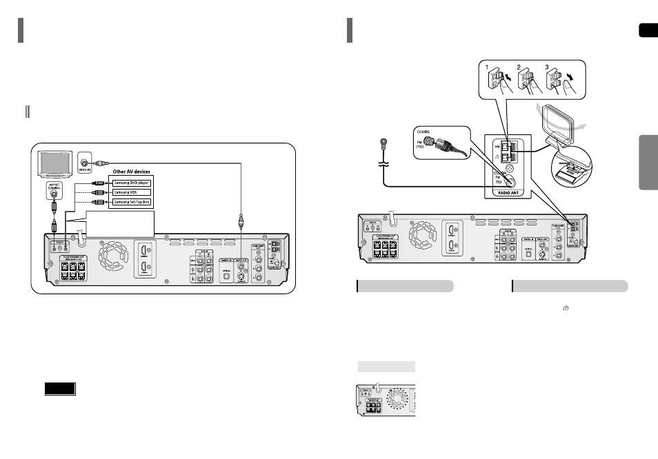 How to connect to anynet, Connecting the fm and am antennas | Samsung AH68-01663S User Manual | Page 11 / 37