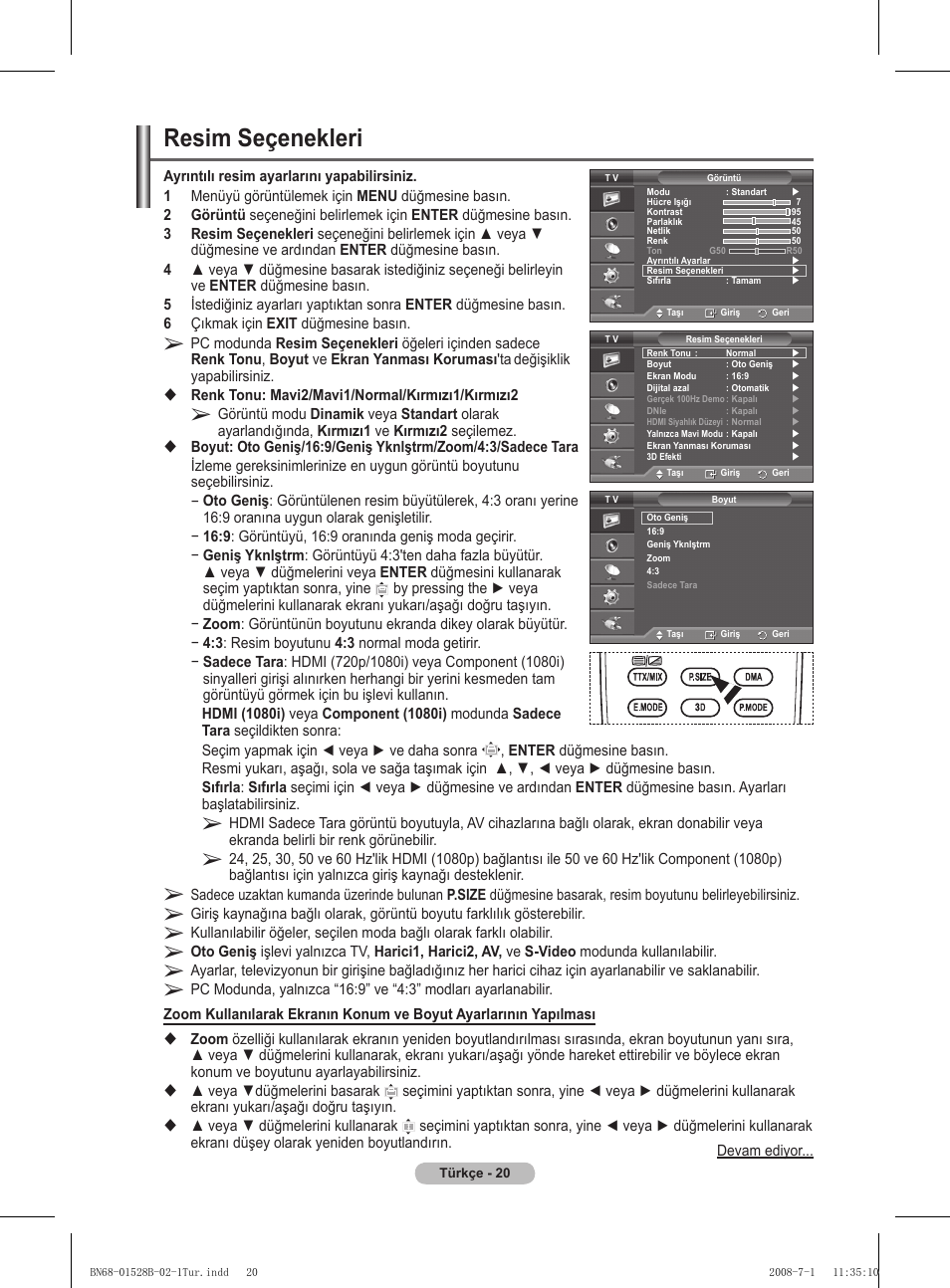 Resim seçenekleri | Samsung BN68-01528B-02 User Manual | Page 107 / 427