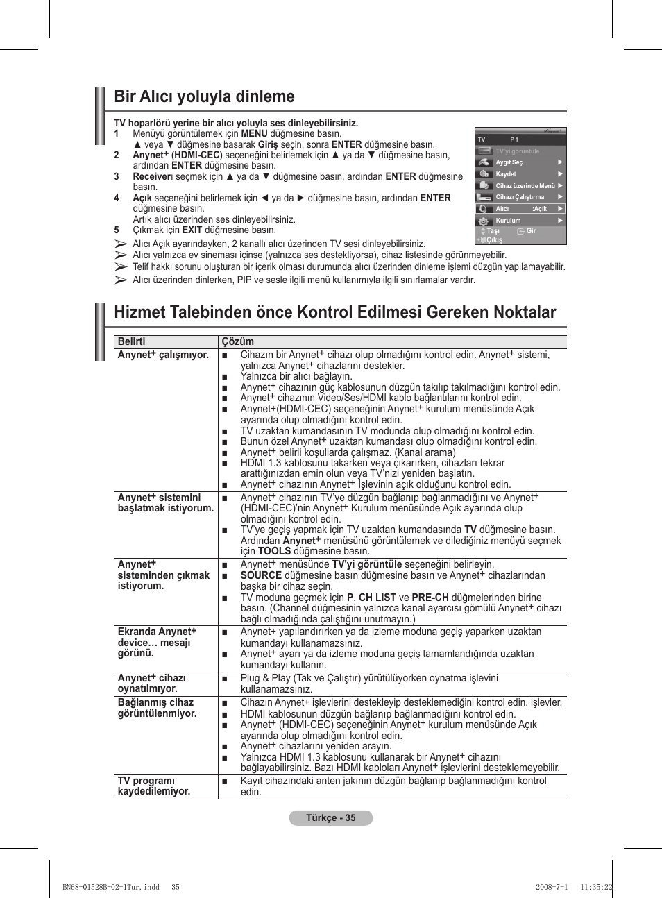Bir alıcı yoluyla dinleme | Samsung BN68-01528B-02 User Manual | Page 122 / 427