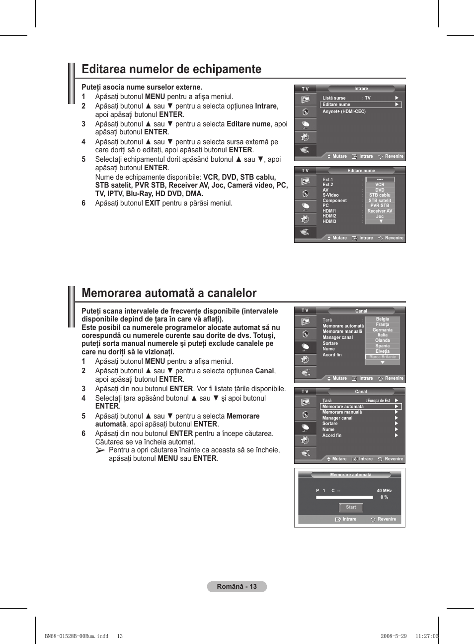 Editarea numelor de echipamente | Samsung BN68-01528B-02 User Manual | Page 143 / 427