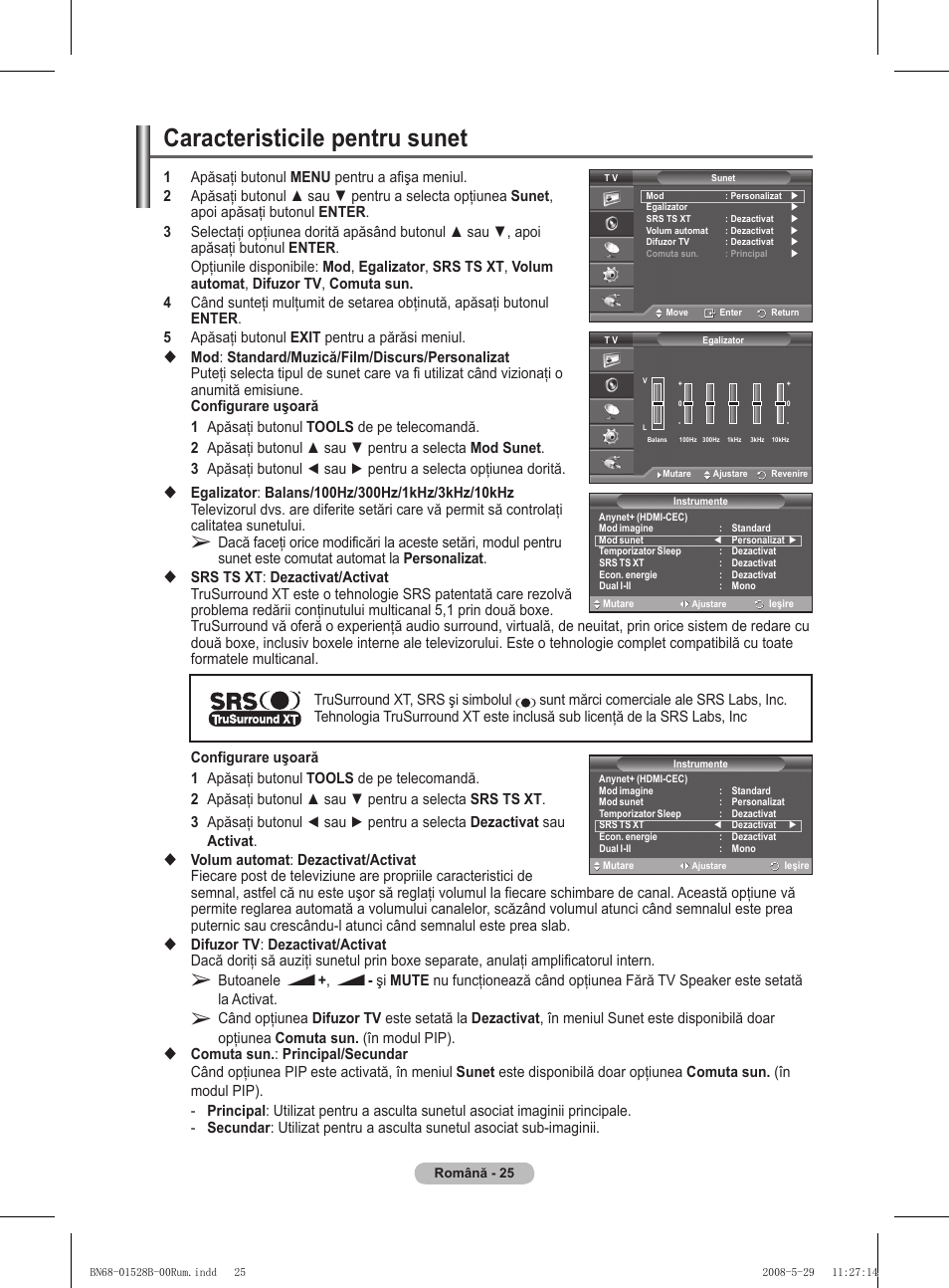 Caracteristicile pentru sunet | Samsung BN68-01528B-02 User Manual | Page 155 / 427