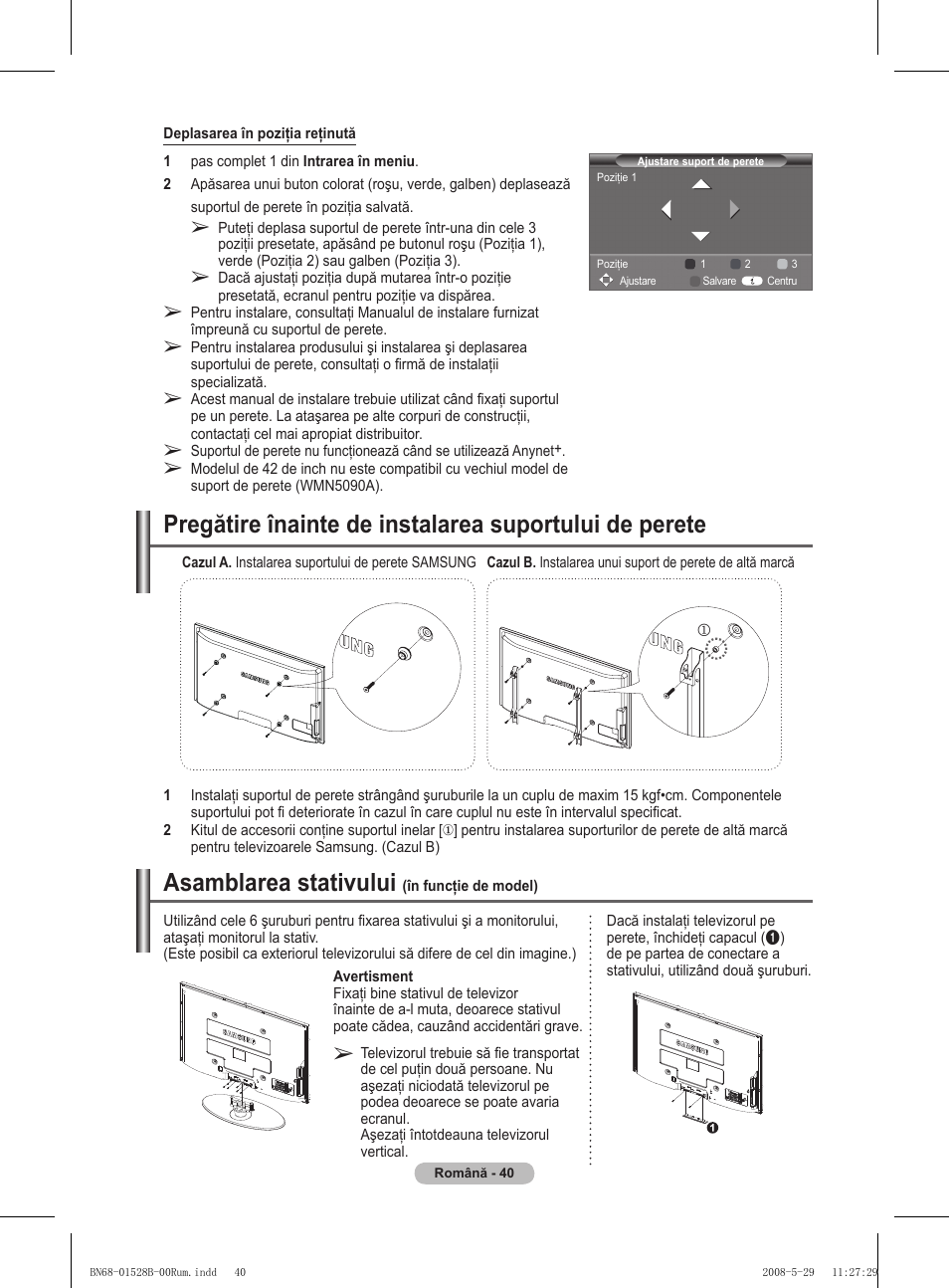 Asamblarea stativului | Samsung BN68-01528B-02 User Manual | Page 170 / 427