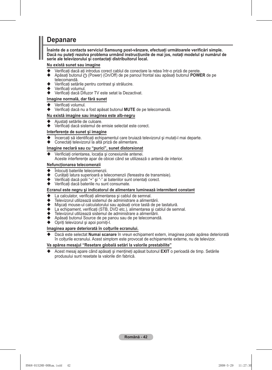 Depanare | Samsung BN68-01528B-02 User Manual | Page 172 / 427