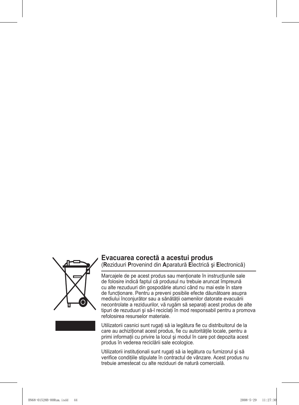 Evacuarea corectă a acestui produs | Samsung BN68-01528B-02 User Manual | Page 174 / 427