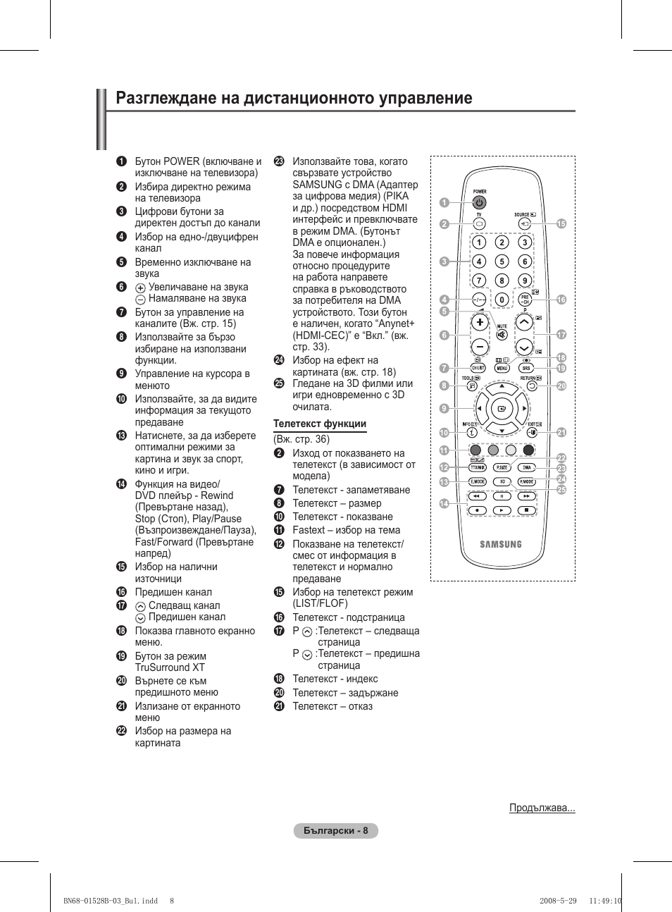 Разглеждане на дистанционното управление | Samsung BN68-01528B-02 User Manual | Page 181 / 427
