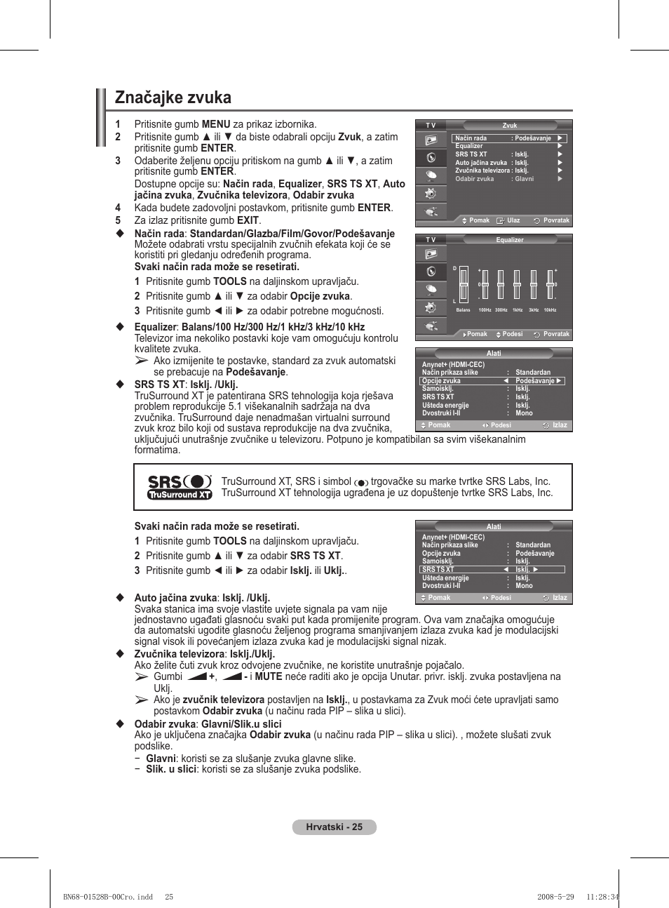 Značajke zvuka | Samsung BN68-01528B-02 User Manual | Page 241 / 427